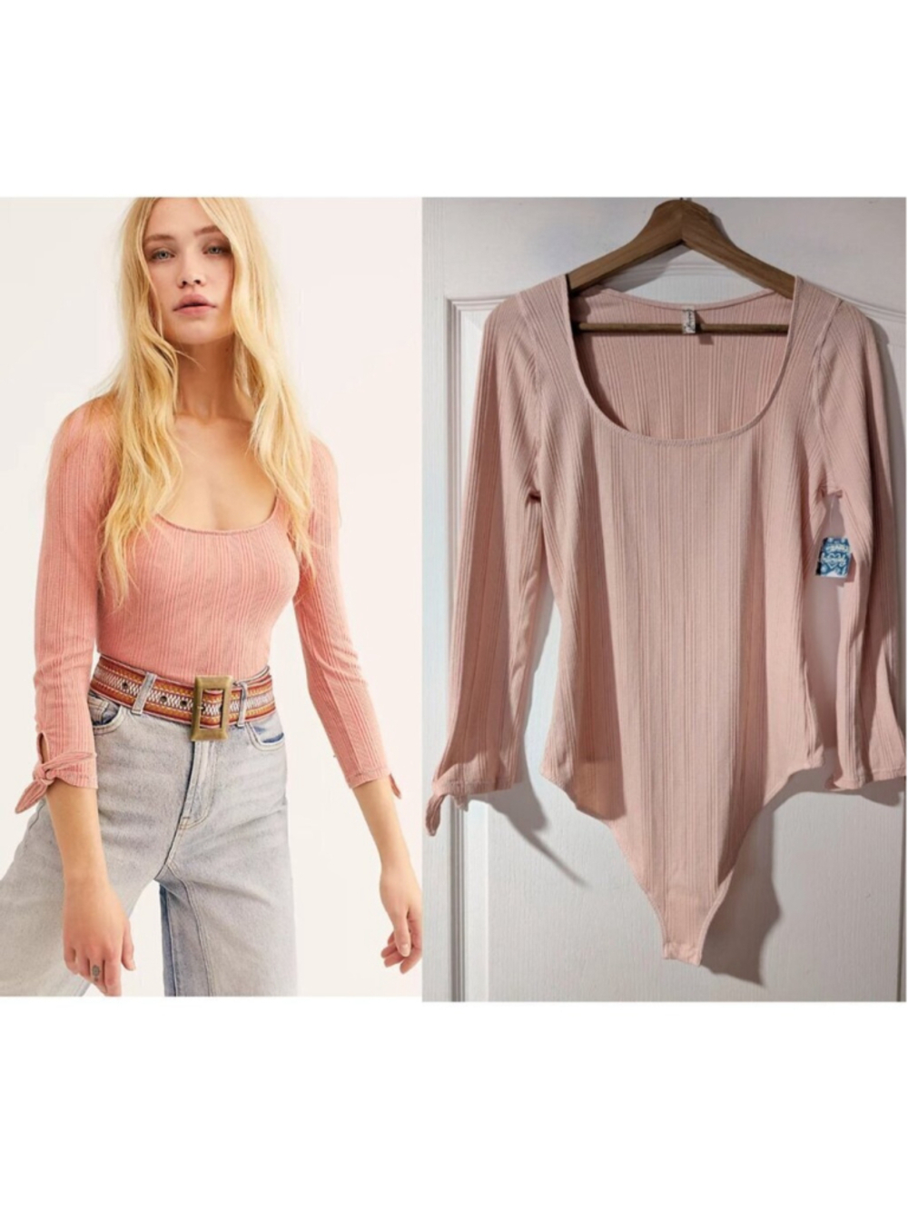 NWT Free People Intimately | Move On Bodysuit in Mooncake Pink